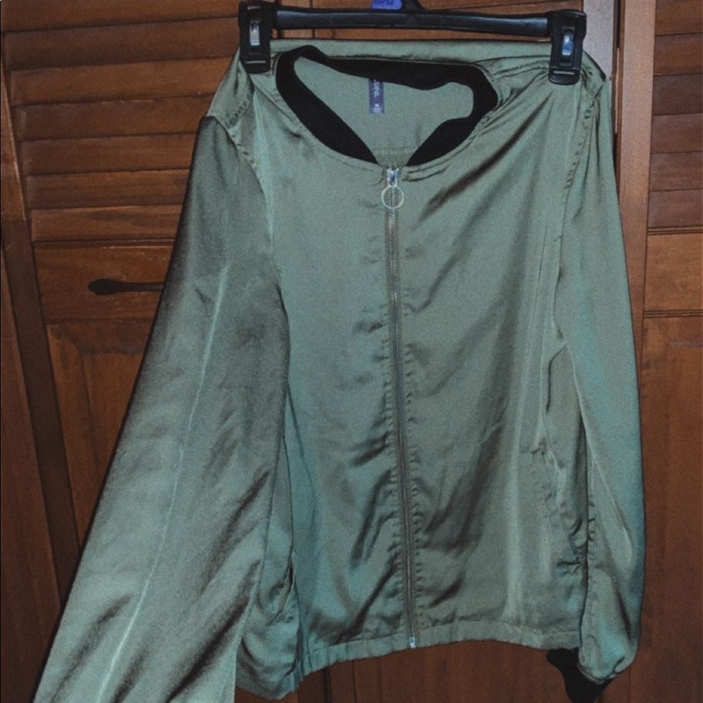 Forest Green and Black Bomber Jacket